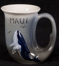Maui K&S Hawaiian Creations Whale Sculpted Horn Coffee Mug Vtg 81